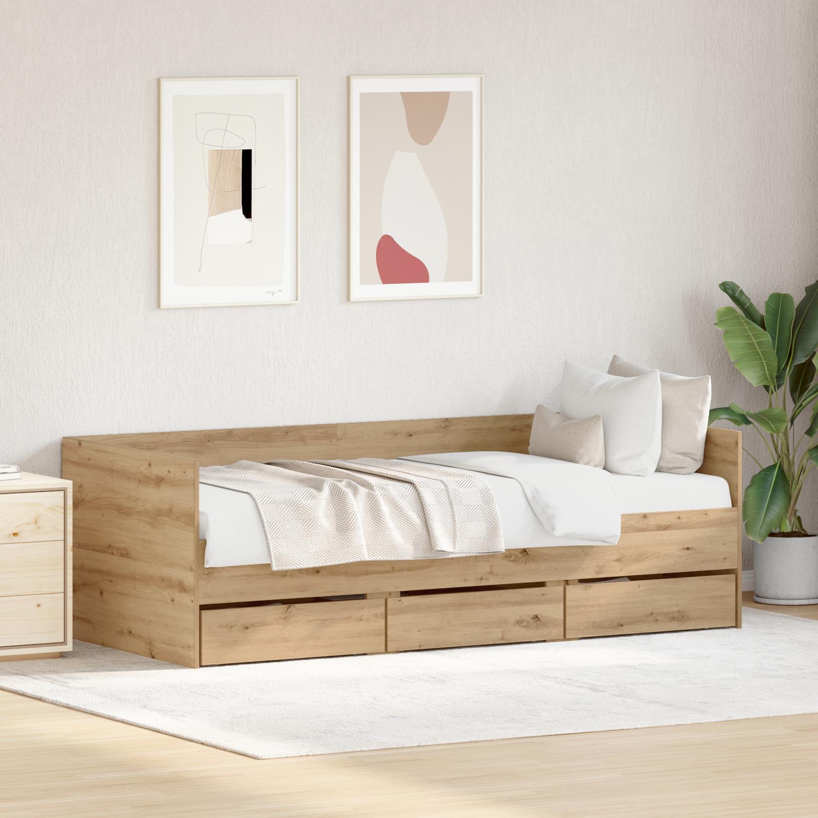 Dagbedsramme med skuffer artisan eg 90 x 200 cm Konstrueret træ