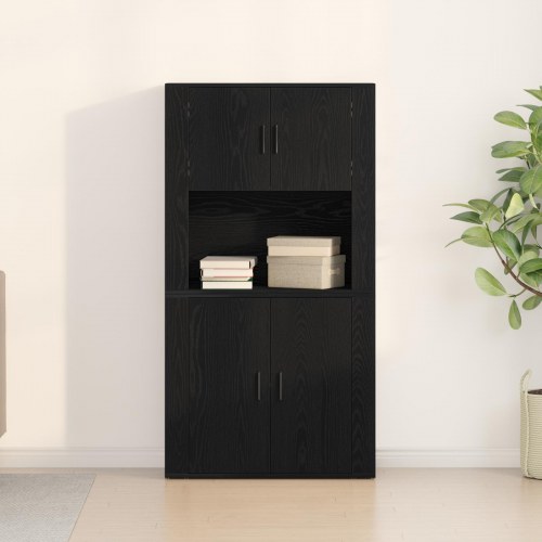 Højskab Sort Eg 80x33x150 cm Konstrueret Træ