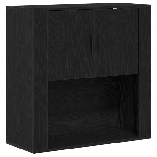 Højskab Sort Eg 80x33x150 cm Konstrueret Træ