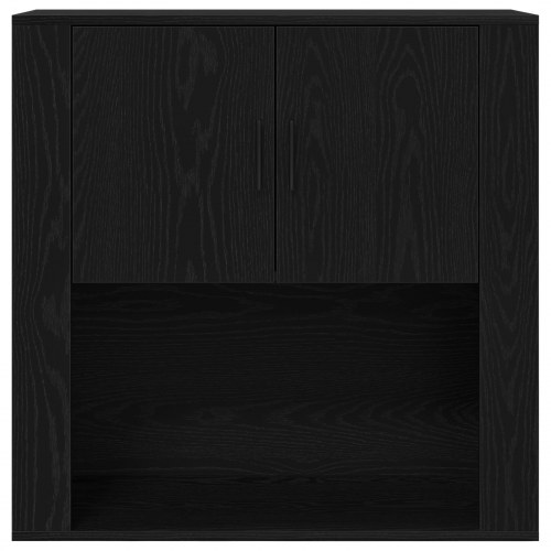Højskab Sort Eg 80x33x150 cm Konstrueret Træ