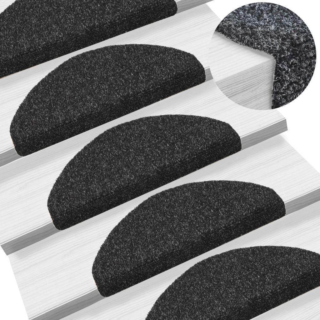 15 stk. selvklæbende trappemåtter nålenagle 65 x 21 x 4 cm sort