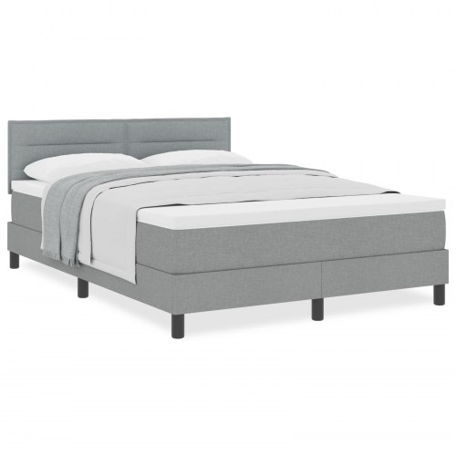 Box Spring Seng med Madras Lysegrå 140x200 cm Stof