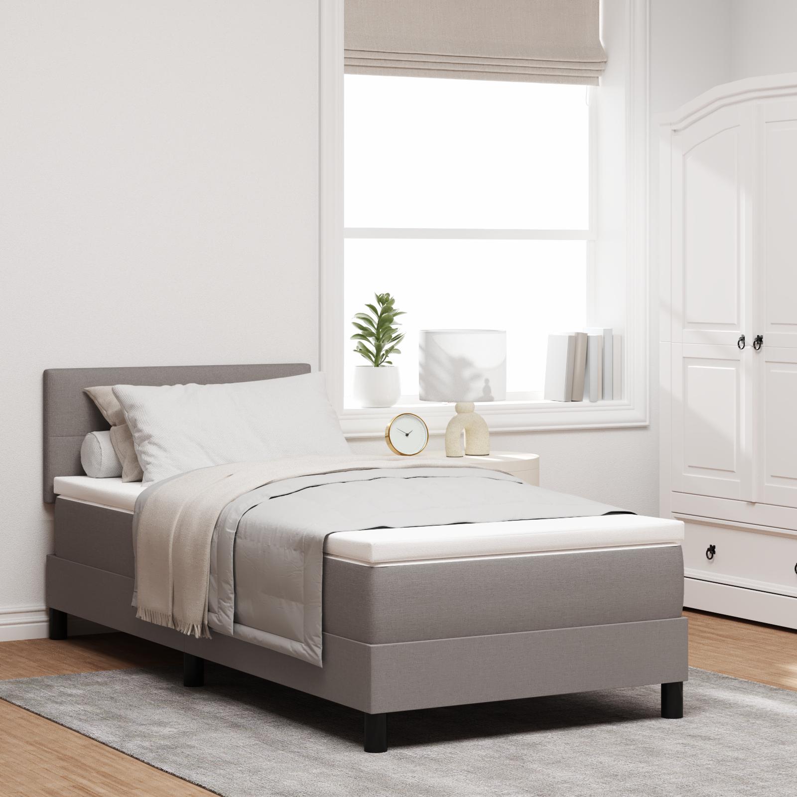 vidaXL Box spring seng med hovedgærde Gråbrun 100 x 200 cm Stof