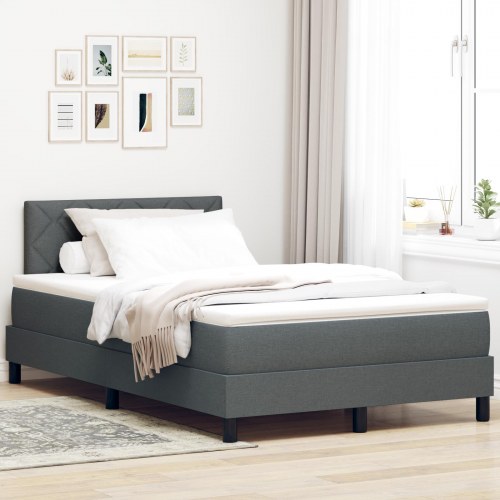 Box Spring seng med madras mørkegrå 120x190 cm stof
