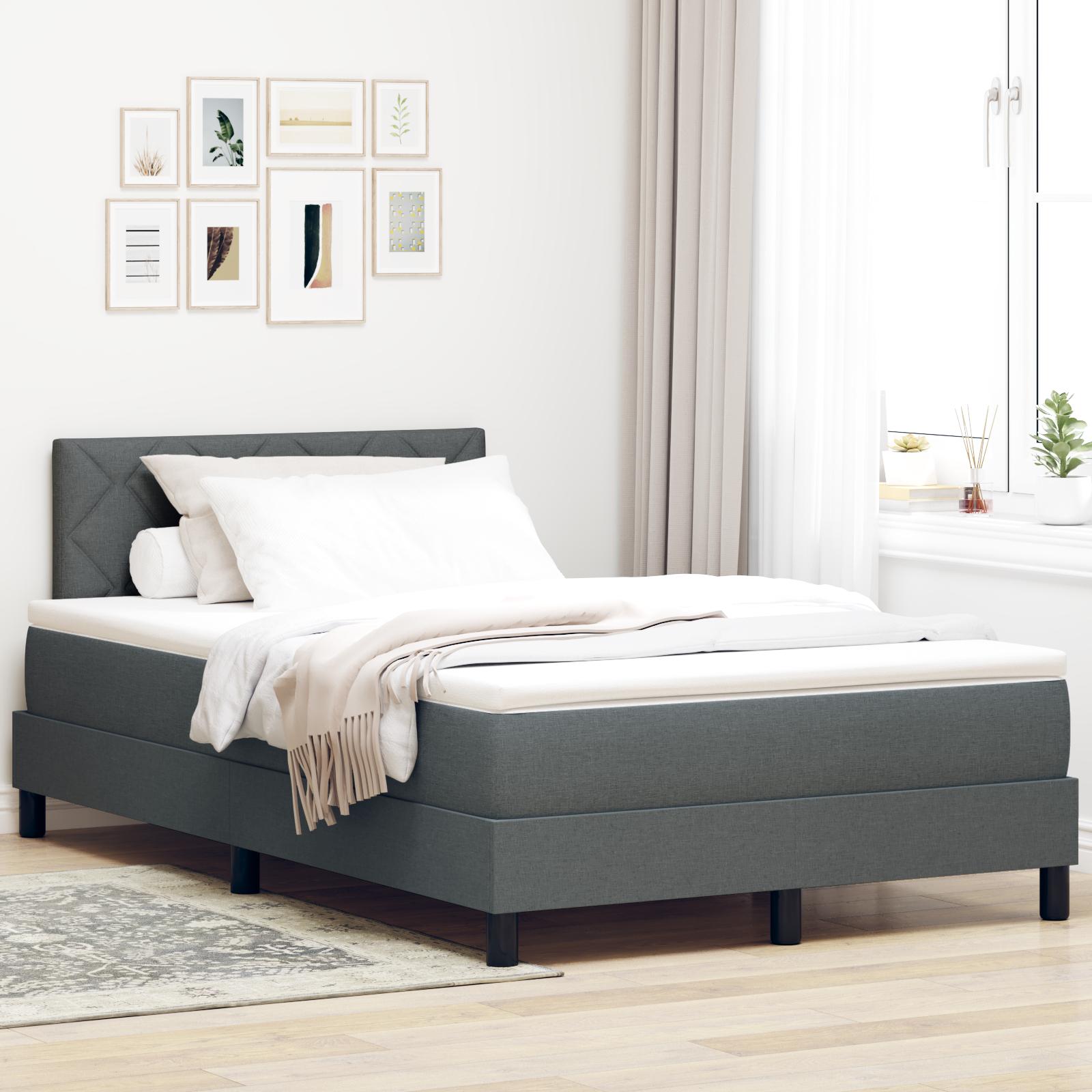 Box Spring Seng Med Madras Mørkegrå 120x190 Cm Stof