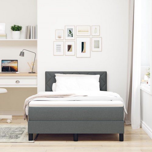 Box Spring seng med madras mørkegrå 120x190 cm stof