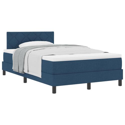 Box Spring Seng med Madras Blå 120x200 cm Stof