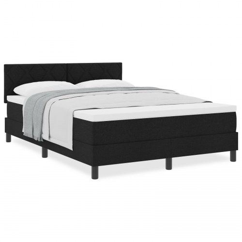 Boxmadras med madras Sort 140x190 cm Stof