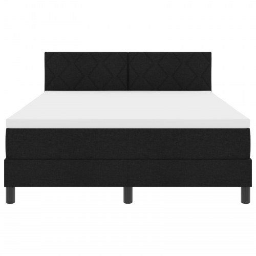 Boxmadras med madras Sort 140x190 cm Stof