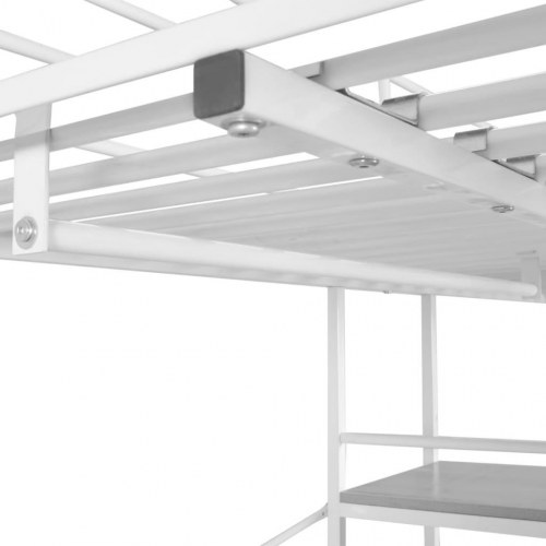 Loftseng med skrivebord hvid og brun metal 90 x 200 cm