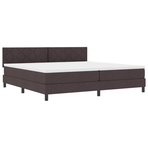 Box lamelbund med Madras Mørkebrun 200x200 cm Stof