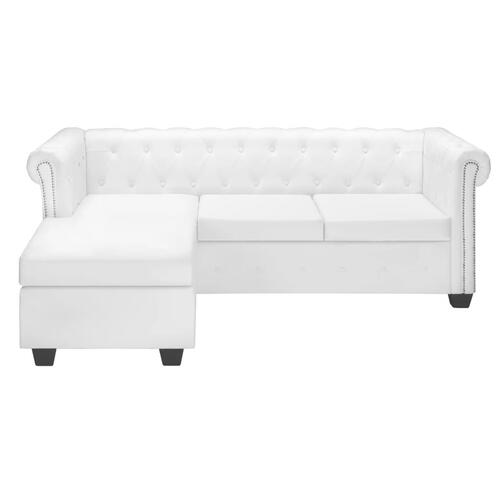Chaiselong Chesterfield-sofa kunstlæder hvid