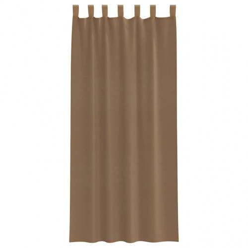 Voile-gardiner med løkker, 2 stk., 140×245 cm - lysebrun