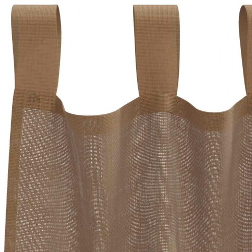 Voile-gardiner med løkker, 2 stk., 140×245 cm - lysebrun