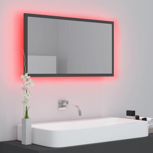 Badeværelsesspejl med LED-lys 80x8,5x37 cm akryl grå