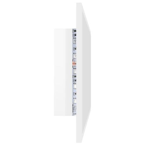 Badeværelsesspejl med LED-lys 80x8,5x37 cm akryl hvid højglans