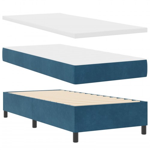 Box Spring Seng med Madras & Bænk Mørkeblå 100x200 cm Fløjl