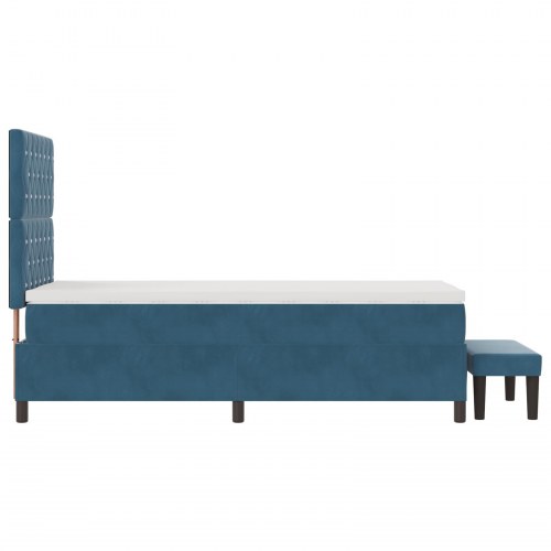 Box Spring Seng med Madras & Bænk Mørkeblå 100x200 cm Fløjl