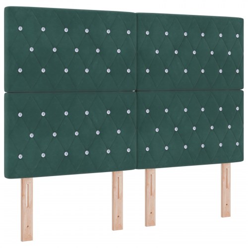 Boxspring Seng med Madrass & Bænk Mørkegrøn 140x190 cm Fløjl