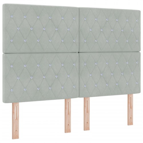 Box Spring Seng med Madras & Bænk Lysegrå 140x200 cm Fløjl