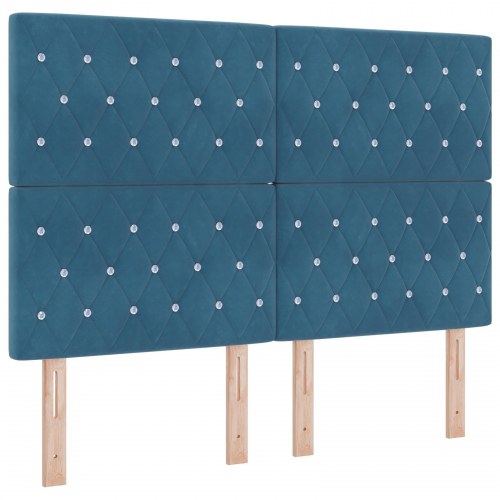 Box Spring Seng med Madras & Bænk Mørk Blå 160x200 cm Velour