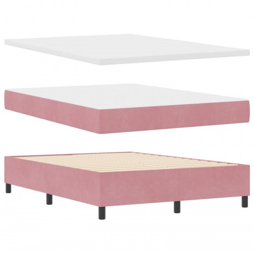 Box Spring Seng med madras & bænk Pink 160x200 cm Fløjl