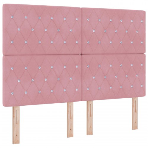 Box Spring Seng med madras & bænk Pink 160x200 cm Fløjl
