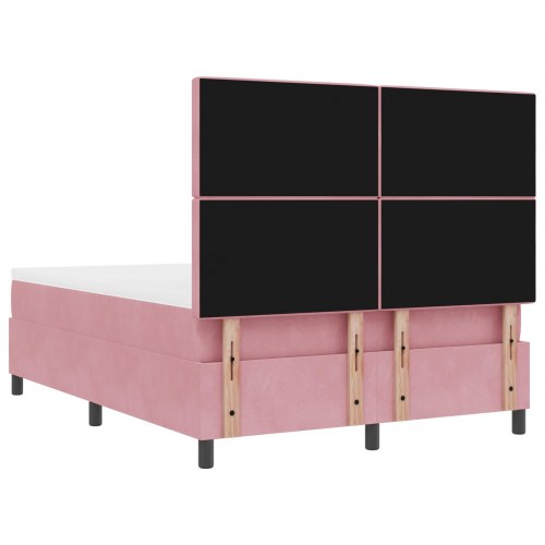Box Spring Seng med madras & bænk Pink 160x200 cm Fløjl