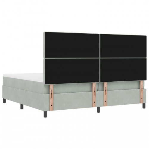 Box Spring Seng med madrasse & bænk lysegrå 200x200 cm fløjl