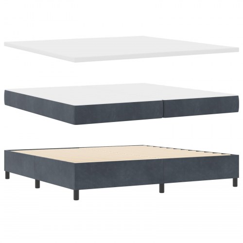 Boxspring seng med madras & bænk mørkegrå 200x200 cm fløjl