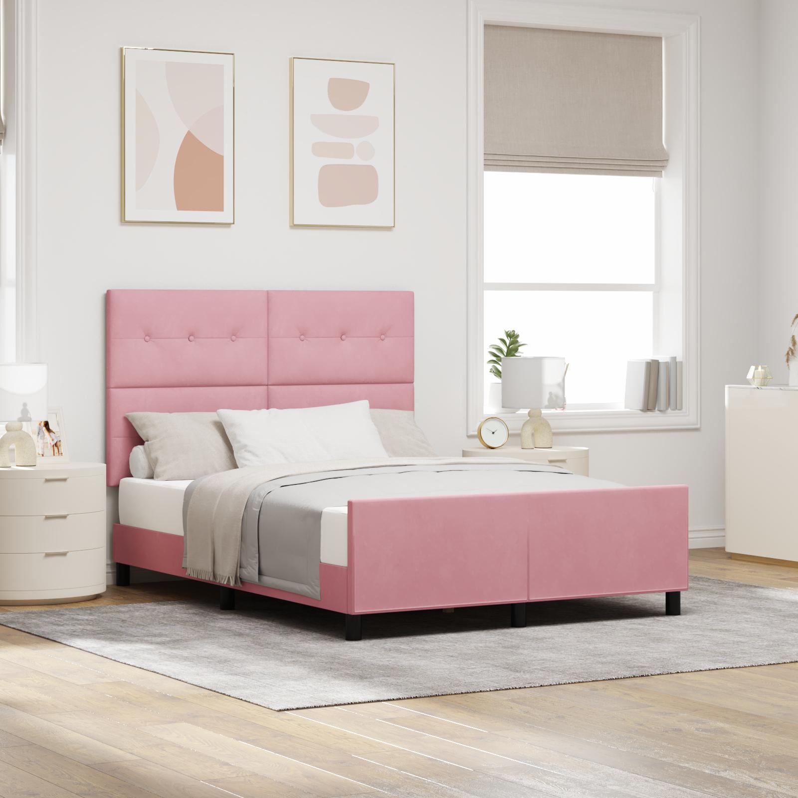Seng Ramme Pink 160x200 cm Fløjl