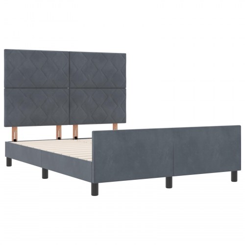 Mørkegrå Velour Sengebase 140x190 cm