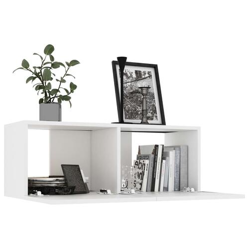 Tv-bord 80x30x30 cm konstrueret træ hvid (OUTLET A)