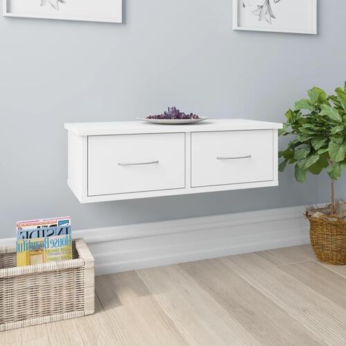 Væghængt skuffe 60x26x18,5 cm konstrueret træ hvid (OUTLET A)