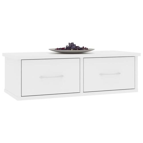 Væghængt skuffe 60x26x18,5 cm konstrueret træ hvid (OUTLET A)