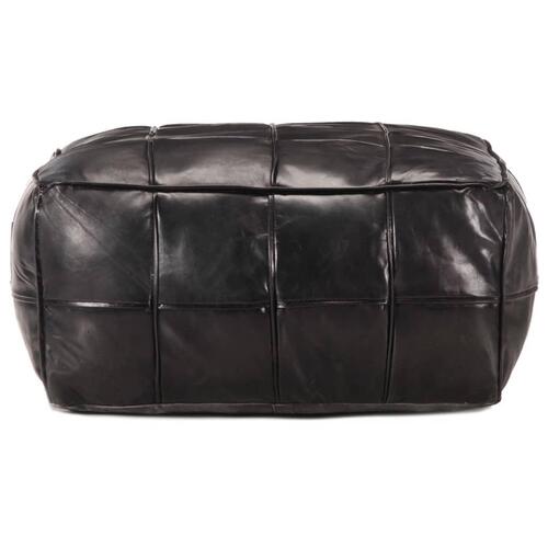 Puf 60 x 60 x 30 cm ægte gedeskind sort