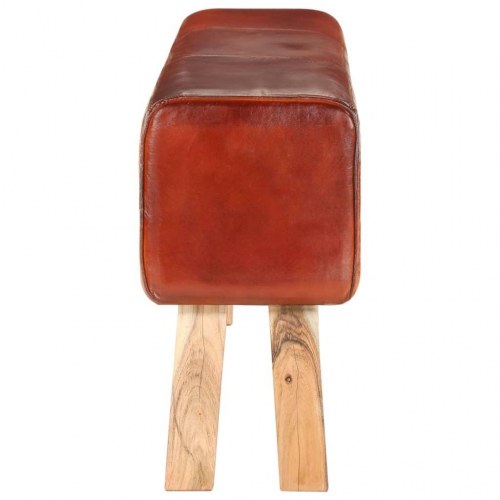 Bænk gymnastikbuk 160 cm ægte læder massivt akacietræ brun