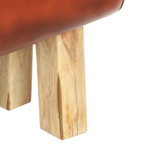 Bænk gymnastikbuk 160 cm ægte læder massivt akacietræ brun