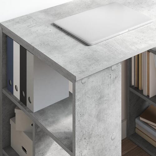 Hjørneskrivebord Beton grå Spånplade Medium Opbevaring