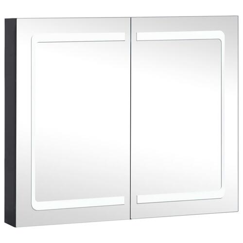 Badeværelsesskab med spejl + LED-lys 80x12,2x68 cm