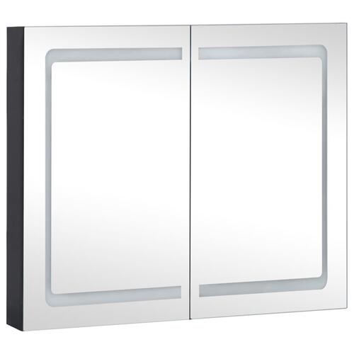 Badeværelsesskab med spejl + LED-lys 80x12,2x68 cm