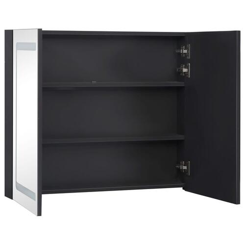 Badeværelsesskab med spejl + LED-lys 80x12,2x68 cm