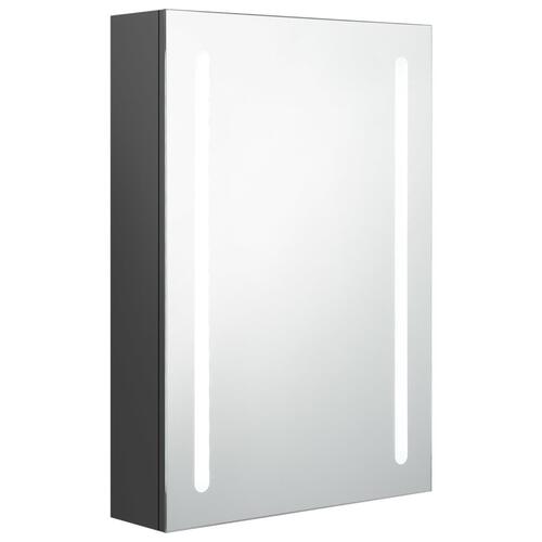 Badeværelsesskab med spejl + LED-lys 50x13x70 cm grå