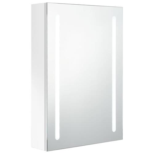 Badeværelsesskab med spejl + LED-lys 50x13x70 cm skinnende hvid