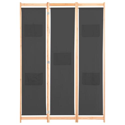 3-panels rumdeler 120 x 170 x 4 cm stof grå
