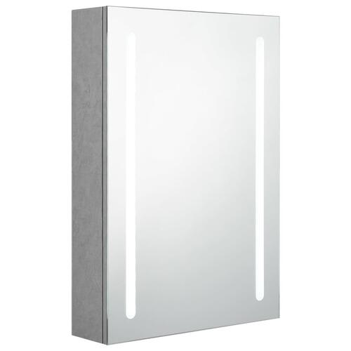 Badeværelsesskab med spejl + LED-lys 50x13x70 cm betongrå