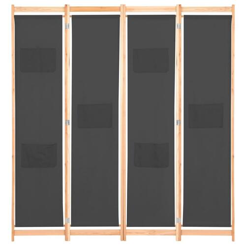 4-panels rumdeler 160 x 170 x 4 cm stof grå