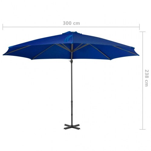 Hængeparasol 250x250 cm aluminiumsstang azurblå