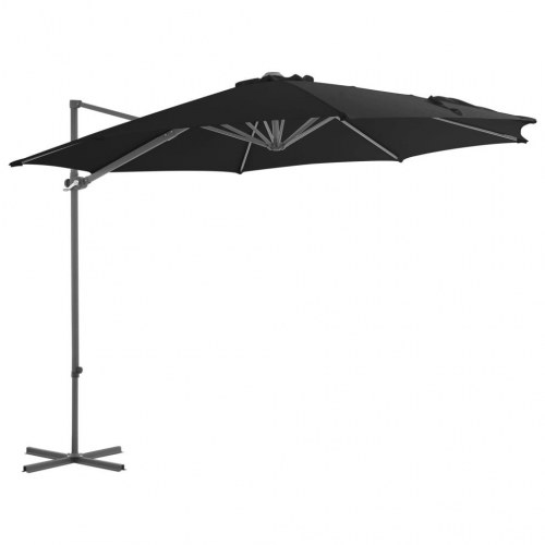 Hængeparasol 300 cm stålstang sort