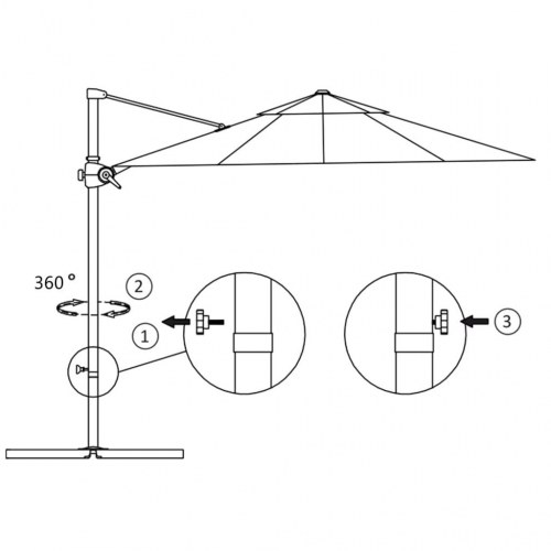 Hængeparasol 300 cm stålstang sort